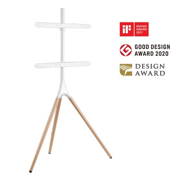 מעמד חצובה מעוצב מעץ לטלוויזיה דגם סטודיו כולל סיבוב למסכים 45 עד 65 אינץ' 32 קילו לבן לומי Lumi FS12-46F White Easel Studio TV Floor Stand 45-65 Inch 32kg